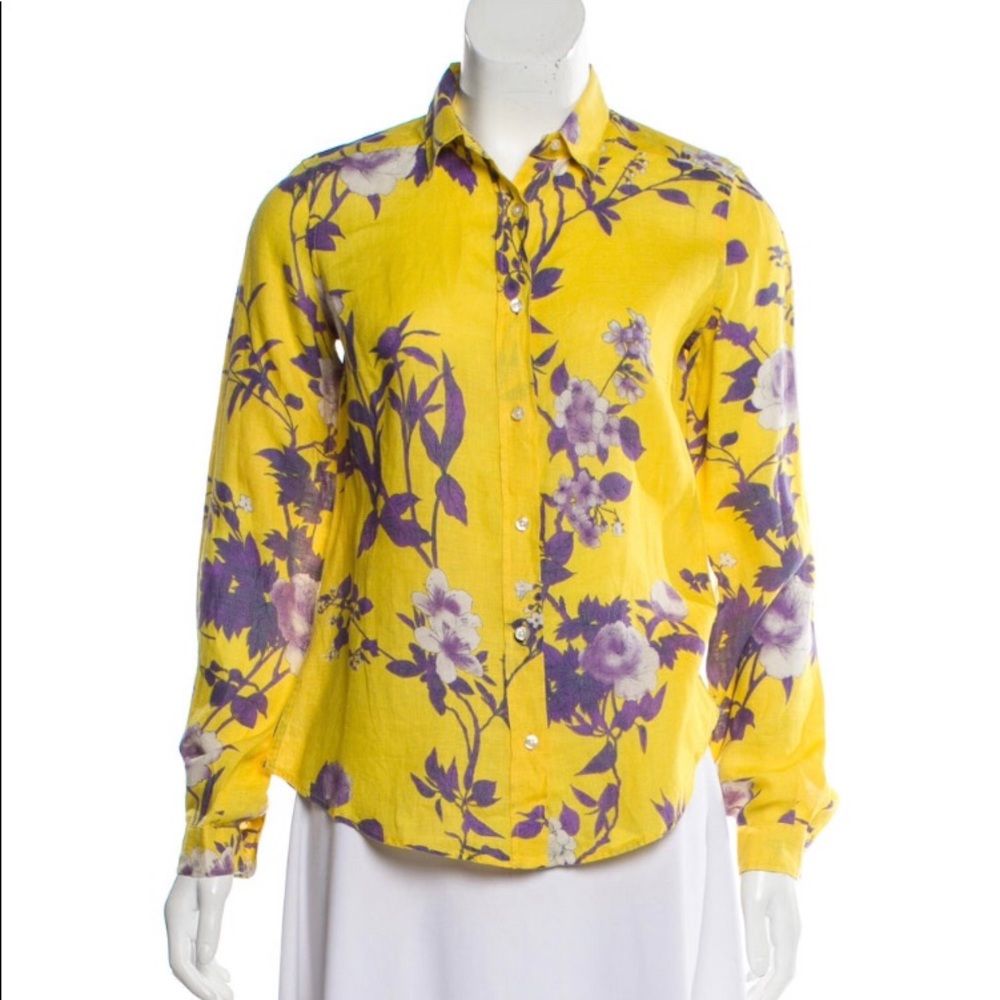 ETRO linen floral button down shirt made in Italy